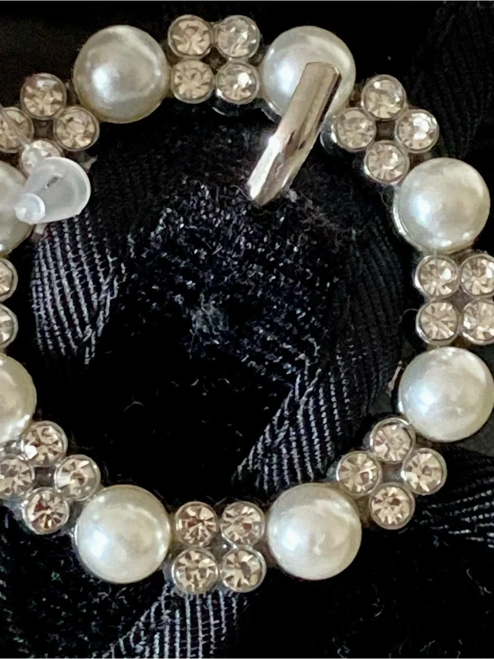 NWT Juicy Couture Black Velvet Mary Jane Flats with Pearl-Embellished Buckle